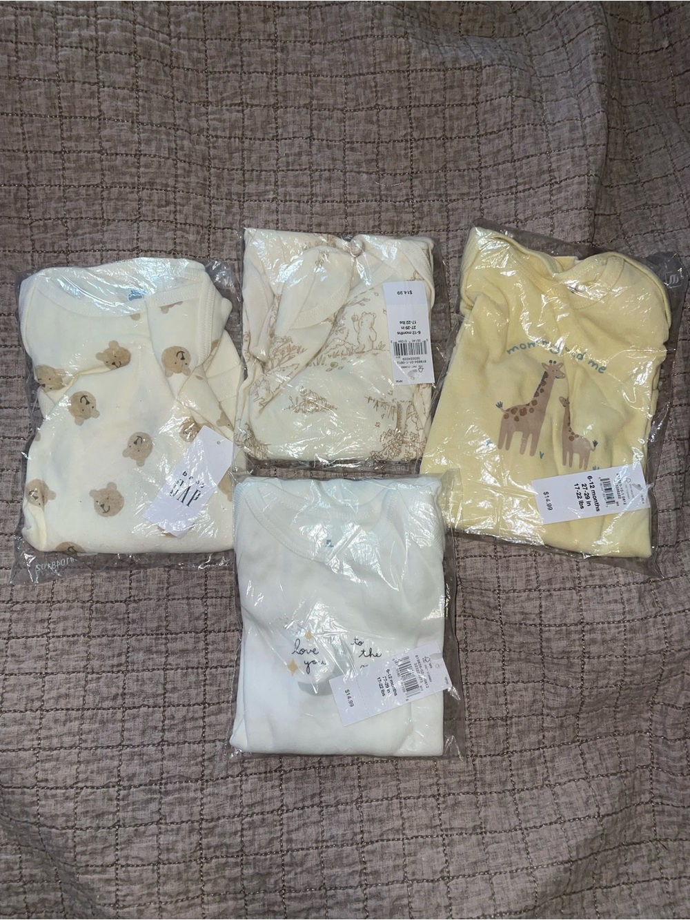 Gap Neutral Cream and Beige Animal Print Baby Onesies - Pack